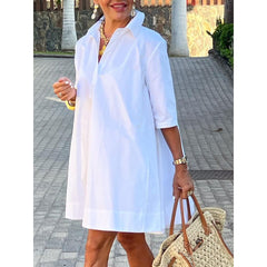 Loose Sleeve A-Line Shirt Dress