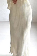 Trumpet sleeved slim long dress
