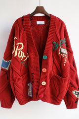Loose Knitted Embroidered Sweater
