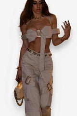 buckle suspender summer suit