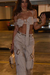 buckle suspender summer suit