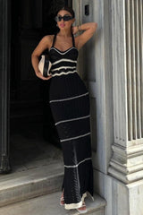 knitted contrast Bohemian sling dress