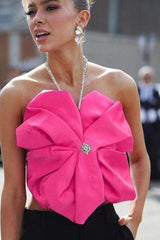 Hanging neck big flower strap top