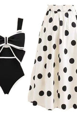 Bowknot Slim Polka Dots Beach swimsuit