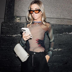 Stitched Mesh painted bodysuit