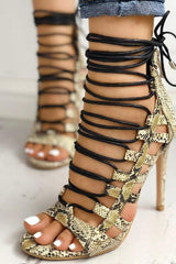 Striped lace-up sandals