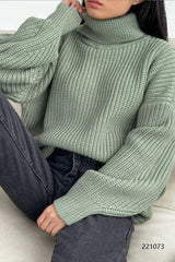 Loose Fit High-necked Wool Knitted Sweater