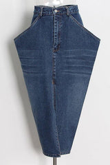 Street Style Long Inverted Triangle Denim Skirt