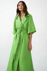 Cotton and linen long skirt A-line maxi dress