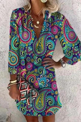 Deep V-Neck Button Mini Dress