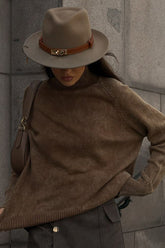 Distressed Turtleneck Pullover Sweater