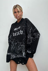 Street style loose letter embroidered sweatshirt