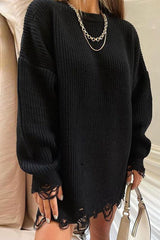 Mid-length Loose Fit Hole Pullover Sweater