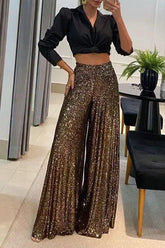 High waist wide leg pants