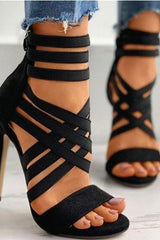 Elastic band stiletto sandals