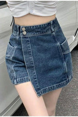 Irregular denim retro slim skirt