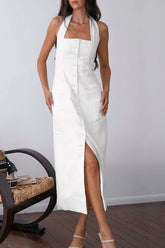 Halter Neck Backless Long Dress
