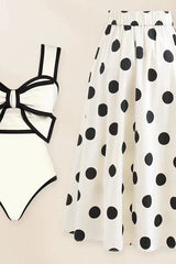 Bowknot Slim Polka Dots Beach swimsuit