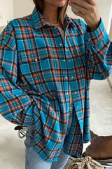 Loose Plaid Jacket Lapel Long-Sleeved Shirt