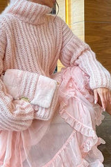 Stand-up collar and comfortable knitted sweater dress