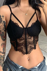 Lace Argyle Hem Sexy Street Top