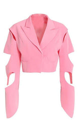 suit jacket irregular split hollow long-sleeved short suit trend