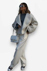 Woolen placket design cardigan jacket