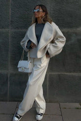 Woolen placket design cardigan jacket