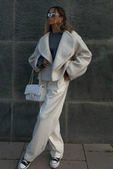 Woolen placket design cardigan jacket