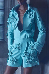 Flower design waist slimming jumpsuit