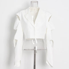 suit jacket irregular split hollow long-sleeved short suit trend
