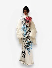 Graffiti Long Sleeve Cover Up Hip Tight Maxi Dress