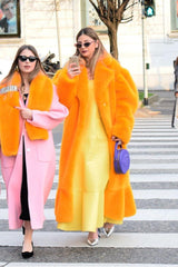 Long imitation rabbit fur coat