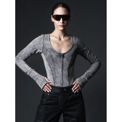 Washed and distressed tight top