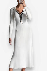 White French style V-neck slim dress
