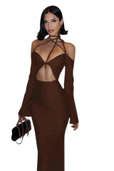 Hollow backless lace-up dress