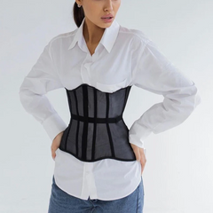 Black External Under-bust See through Corset