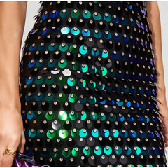 Green Sequin-embellished Midi Dress