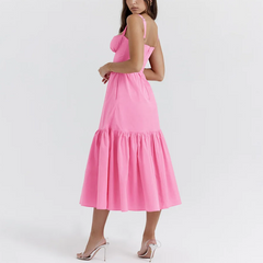 Pink Layered Midi A-Line Dress