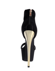 Black Stiletto Heels With Gold Ankle Straps