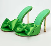 Silk Butterfly-knot Square toe Pump Shoes