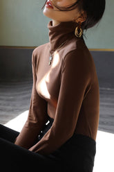 Solid Color Long Sleeve Turtleneck Top