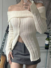 Split Buttoned Ribbed Knit Top