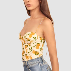 Cream Citrus Crop Top