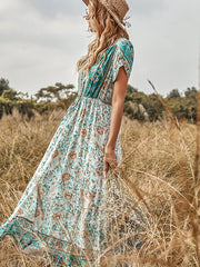 Bohemia A-Line Floral V-Neck Dress