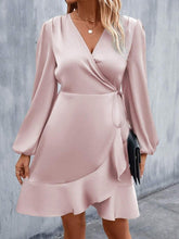 Elasticity Pleated Solid Color Split-Joint Tied High Waisted High-Low V-Neck Mini Dresses