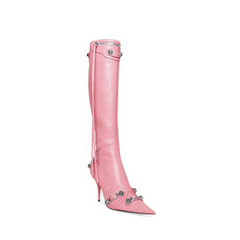 Pink Cagole High Fashion buckles Knee High Boots