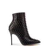 Black Spiked Leather Ankle Boots