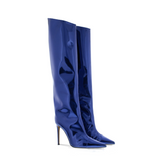 Blue High Fashion Metallic Knee High Boots