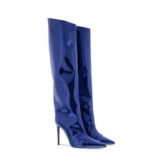 Blue High Fashion Metallic Knee High Boots
